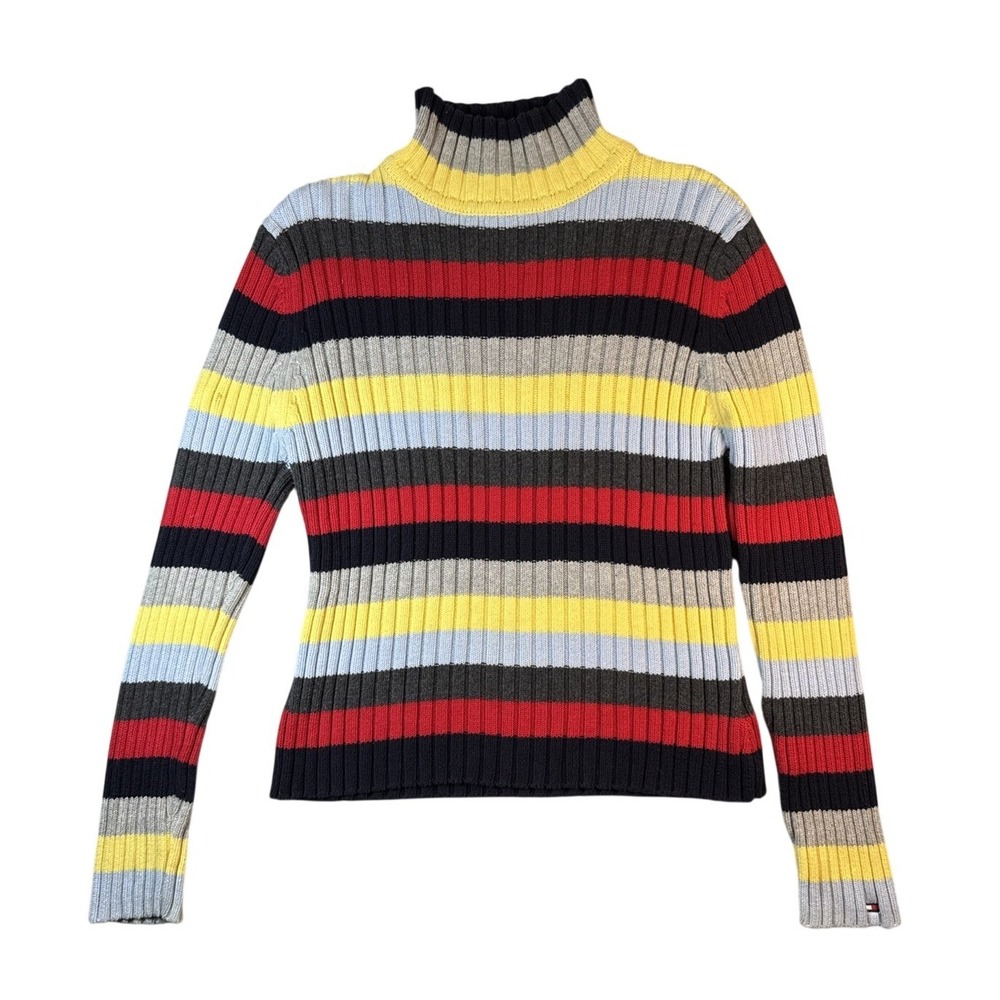 Tommy Hilfiger Women's Sweater Large Striped Colorful Vintage